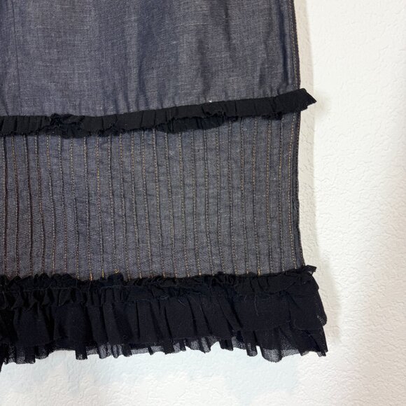 KENZO Denim Tulle Midi Skirt with Mesh Details Y2K Designer 4 - Picture 6 of 14